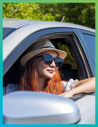 Women driving car
