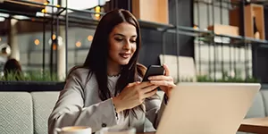 Girl looking at phone.